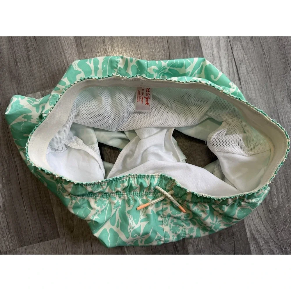 Cat & Jack Boys Green Swim Trunks Lined, XL 14) Husky Drawstring Pockets Summer